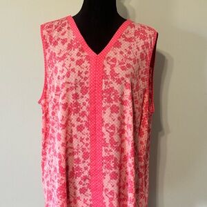 Talbots Pink and White Sleeveless Top xl